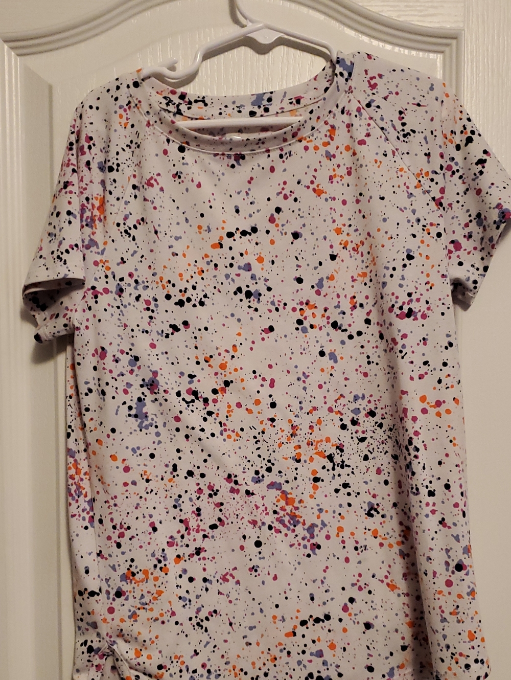 Athletic Works White Splatter-Print Short Sleeve Tee